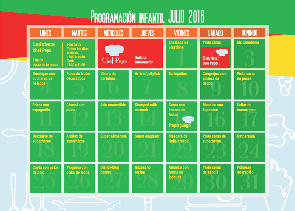 Calendario Ludoteca Chef Pepo- Julio